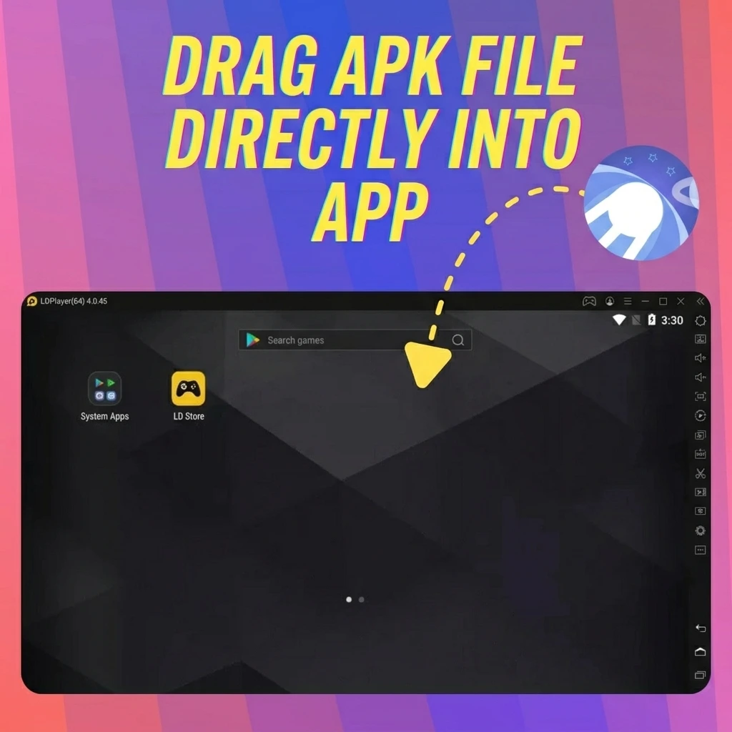 Illustration showing dragging APK into LDPlayer